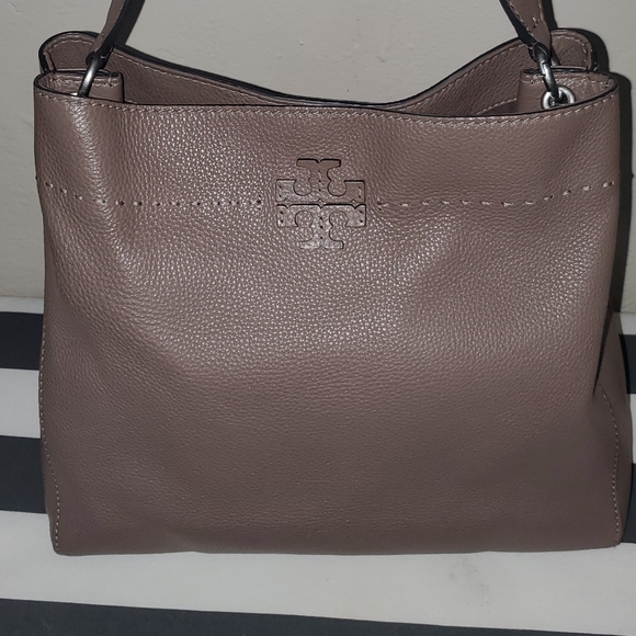 Tory Burch Taupe McGraw Hobo - Picture 1 of 9